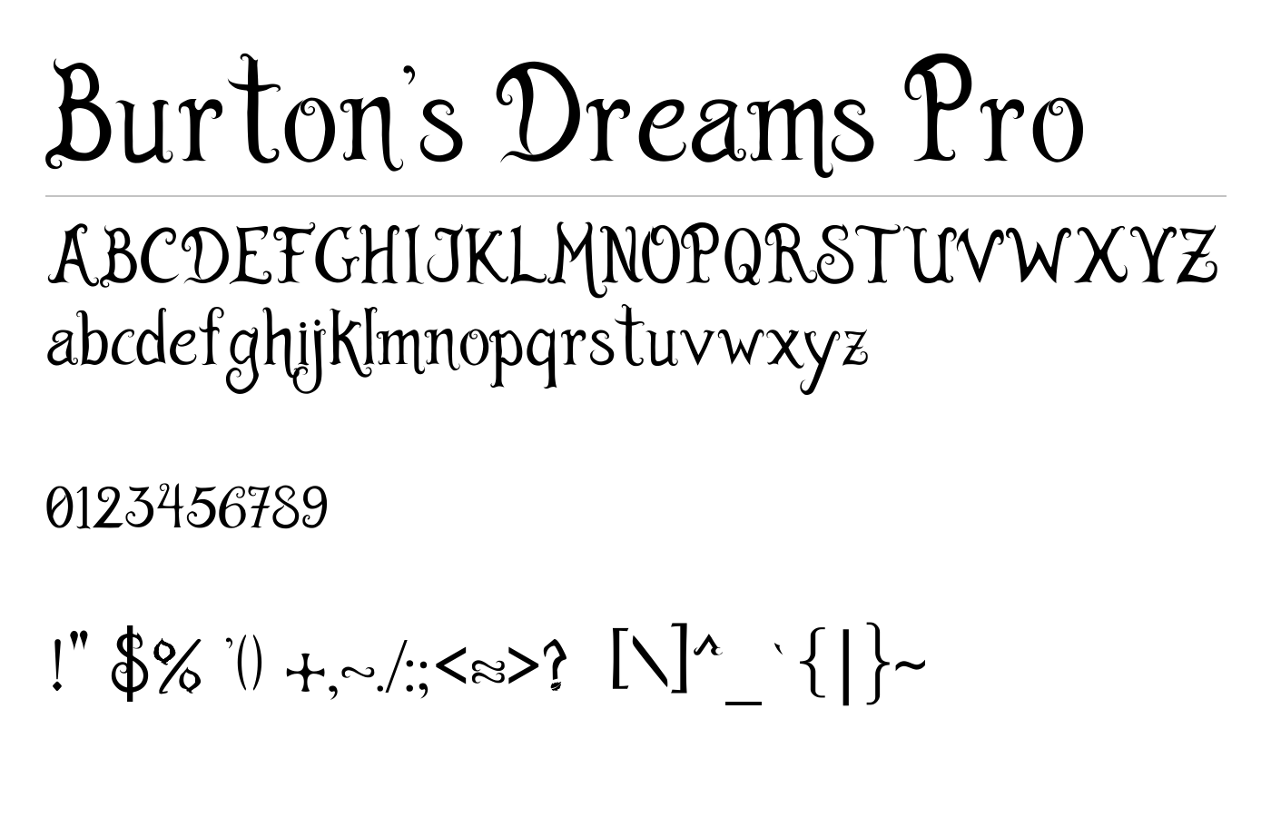Burton's Dreams Pro Font preview