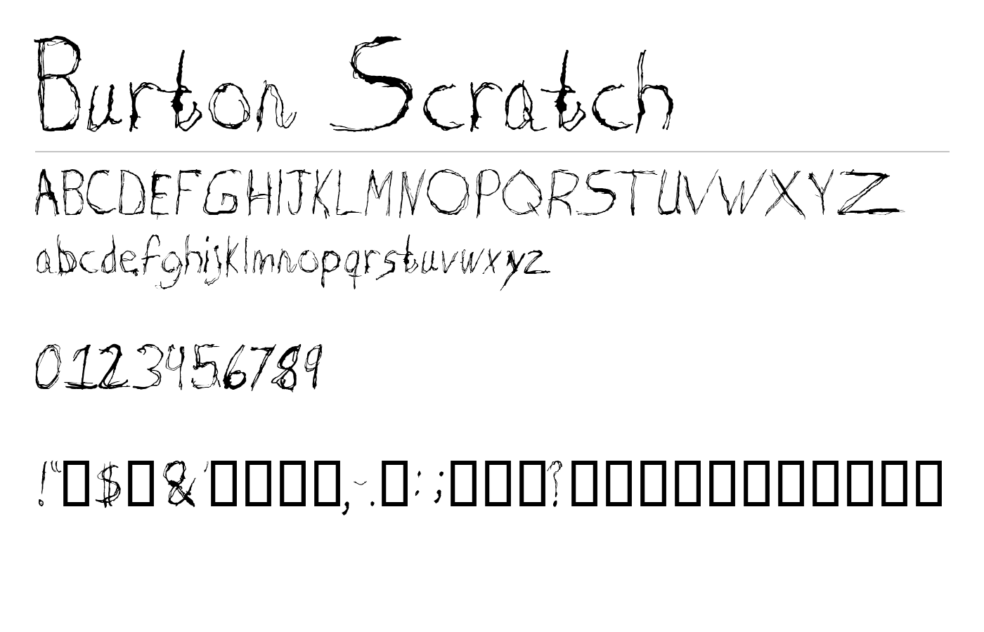 Burton Scratch Font preview