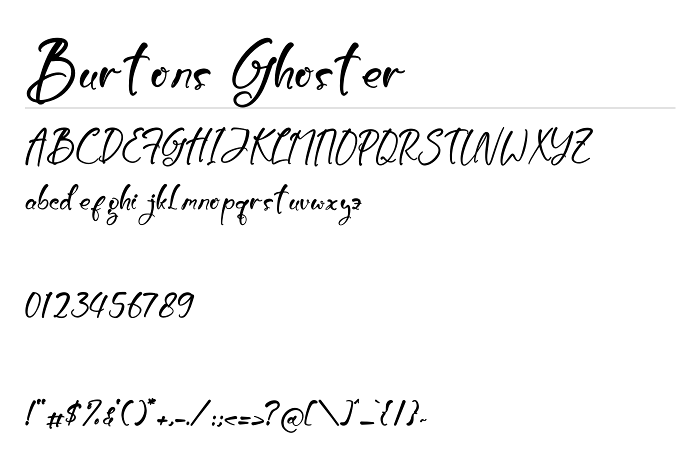 Burtons Ghoster Font preview