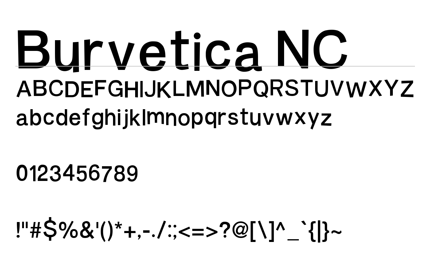 Burvetica NC Font preview
