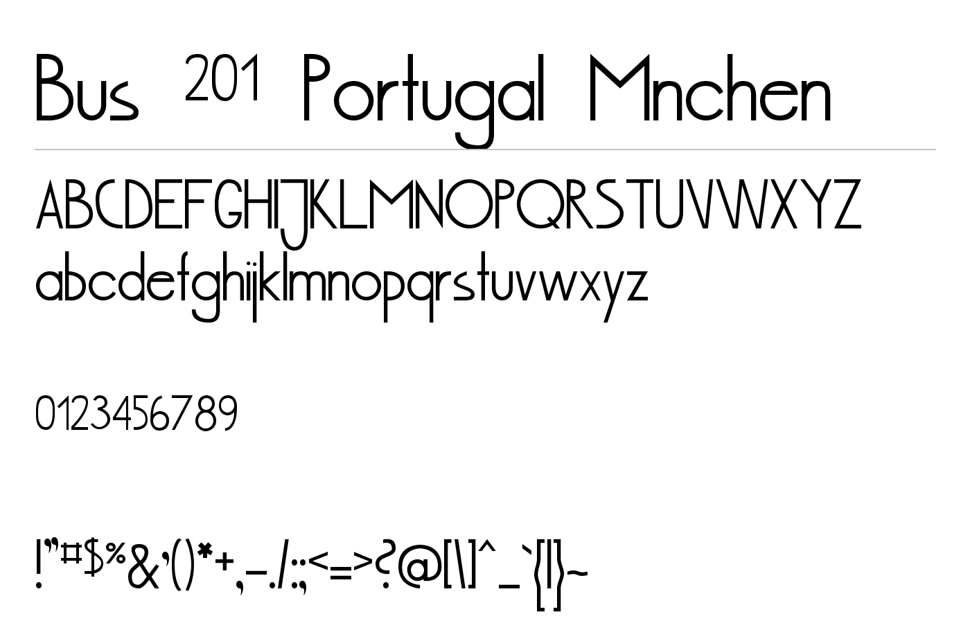 Bus 201 Portugal Mnchen Font preview