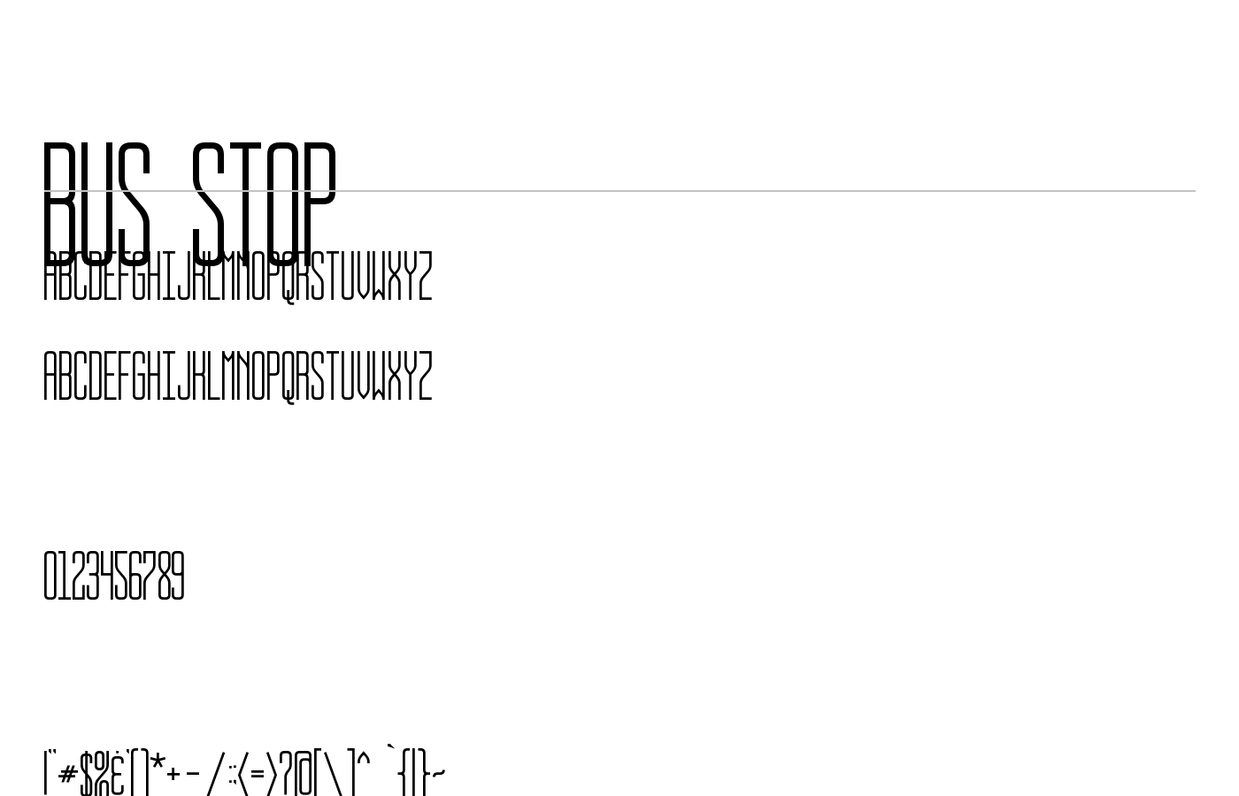 BUS STOP Font preview