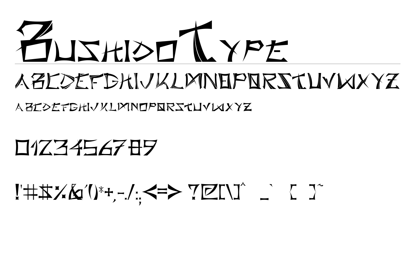 BushidoType Font preview