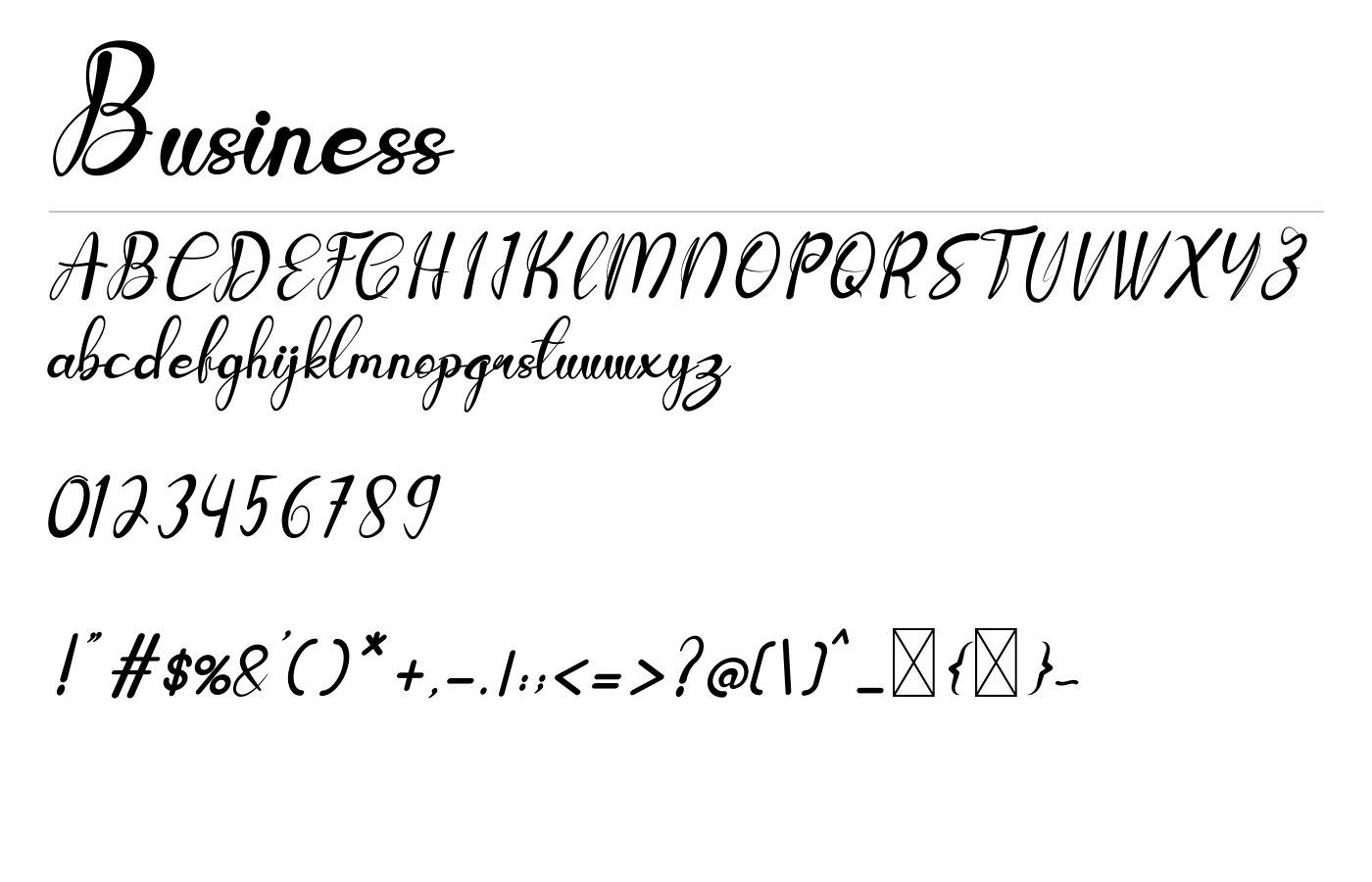 Business Font preview