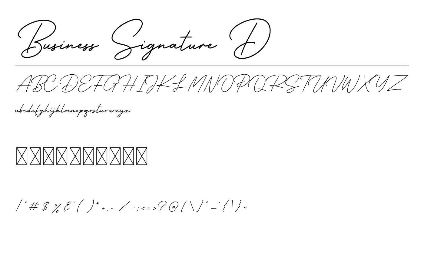 Business Signature D Font preview