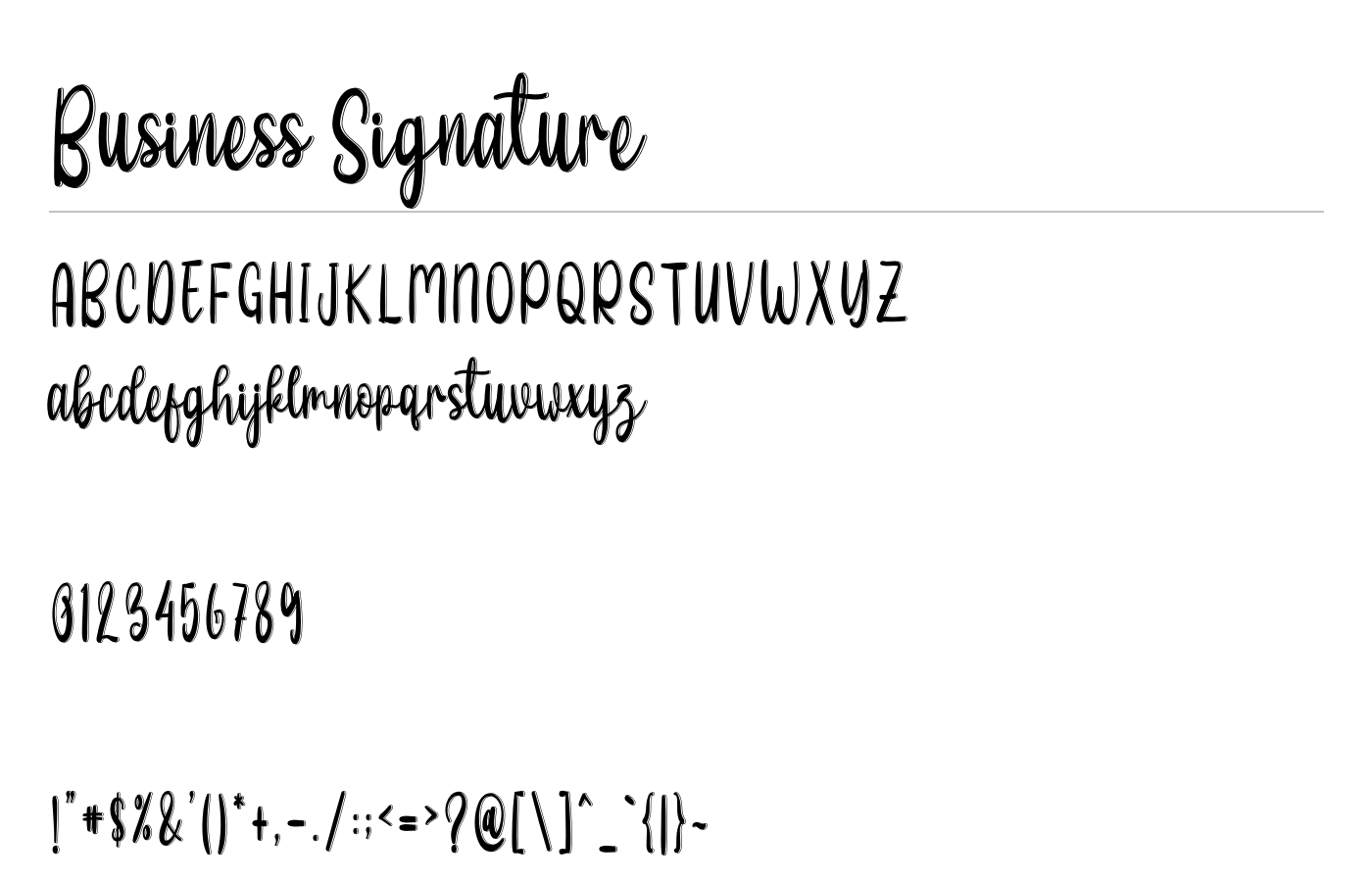 Business Signature Font preview