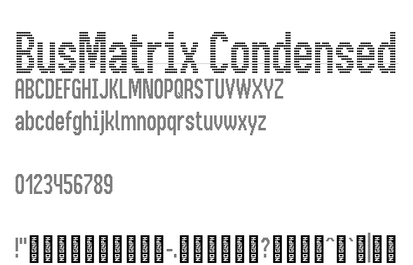 BusMatrix Condensed Font preview