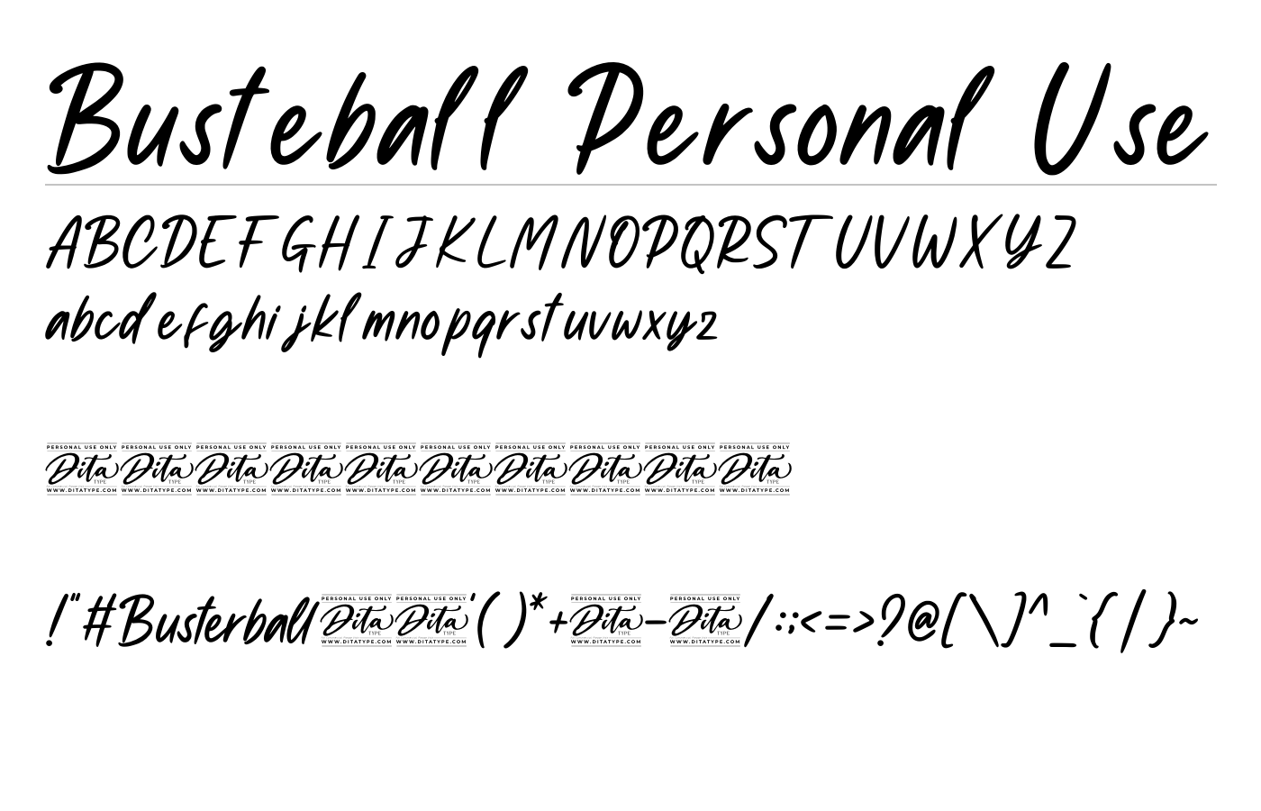 Busteball Personal Use Font preview
