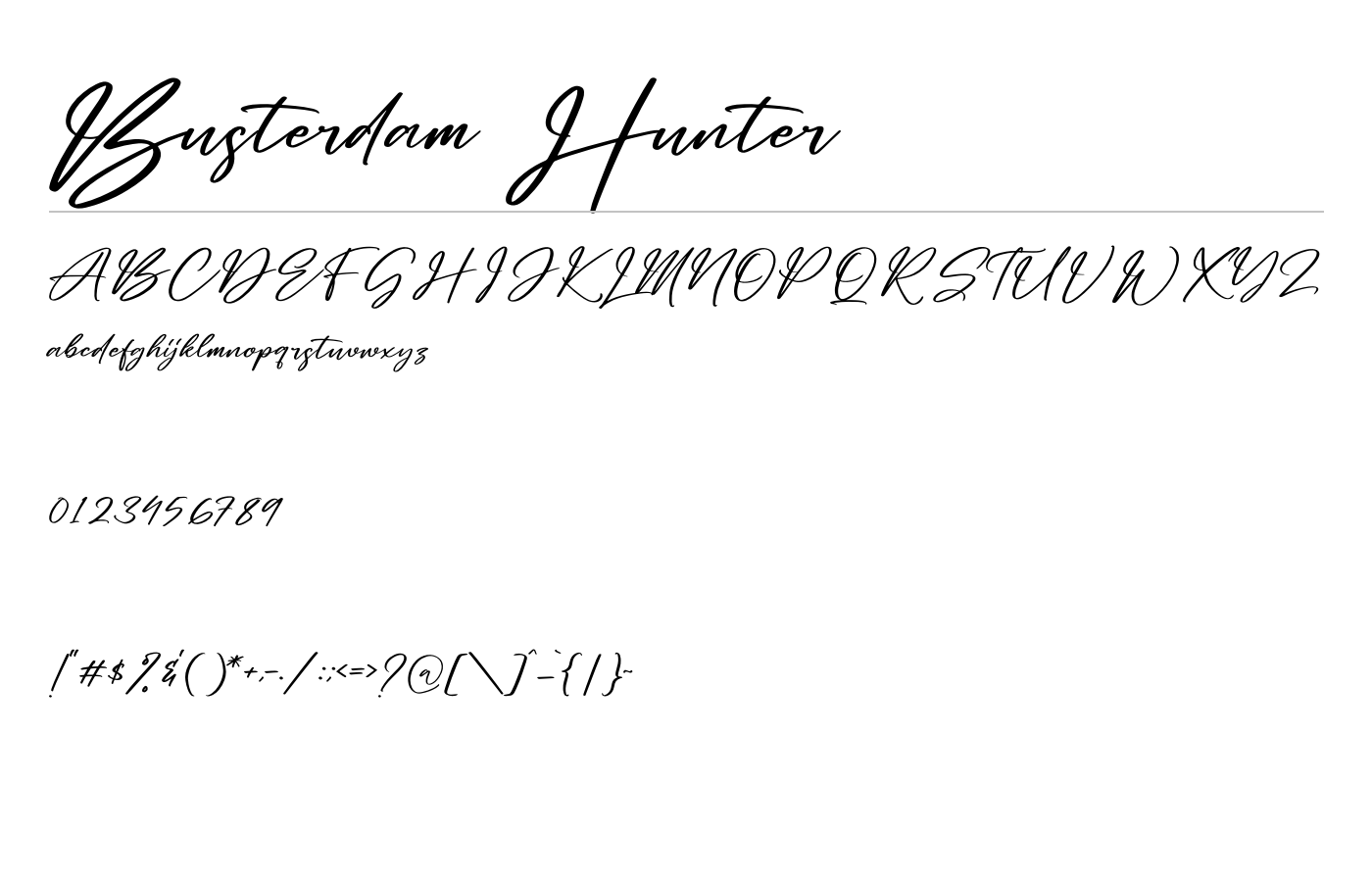 Busterdam Hunter Font preview