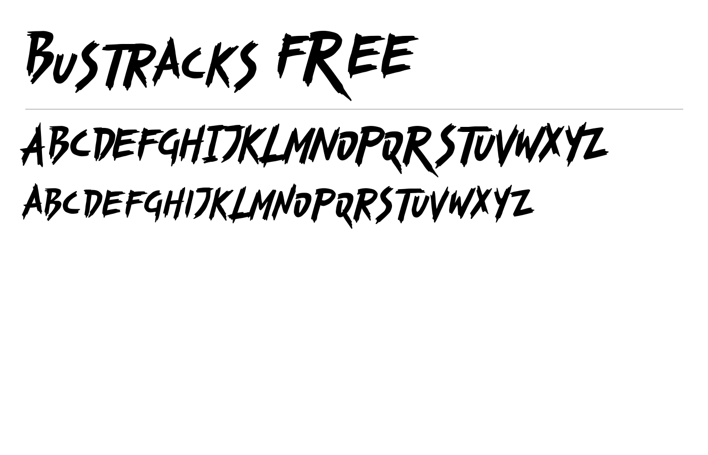 Bustracks Font preview