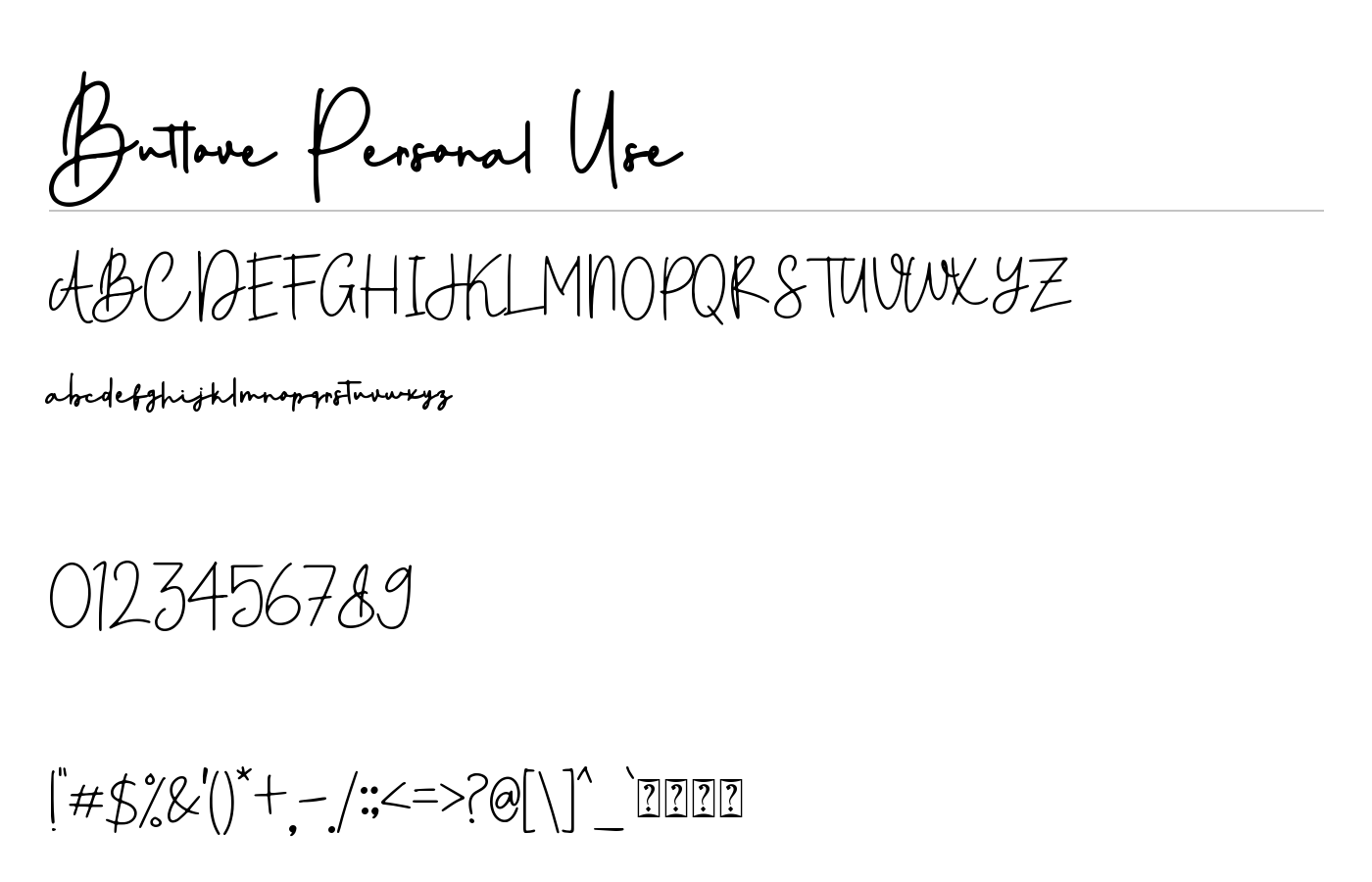Butlove Personal Use Font preview
