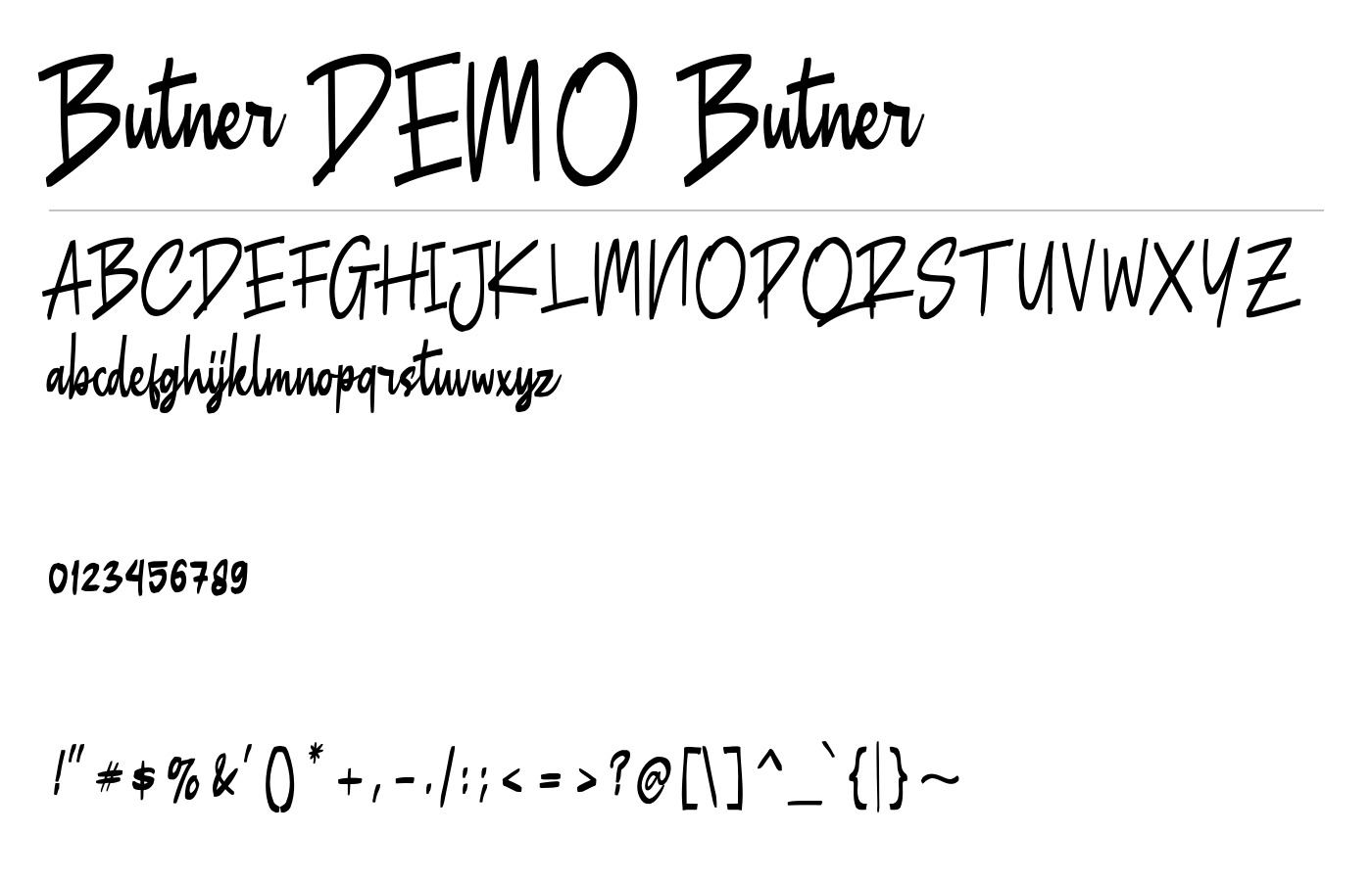 Butner DEMO Font preview