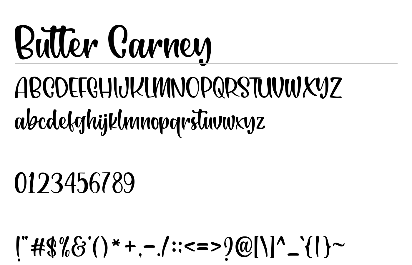 Butter Carney Font preview