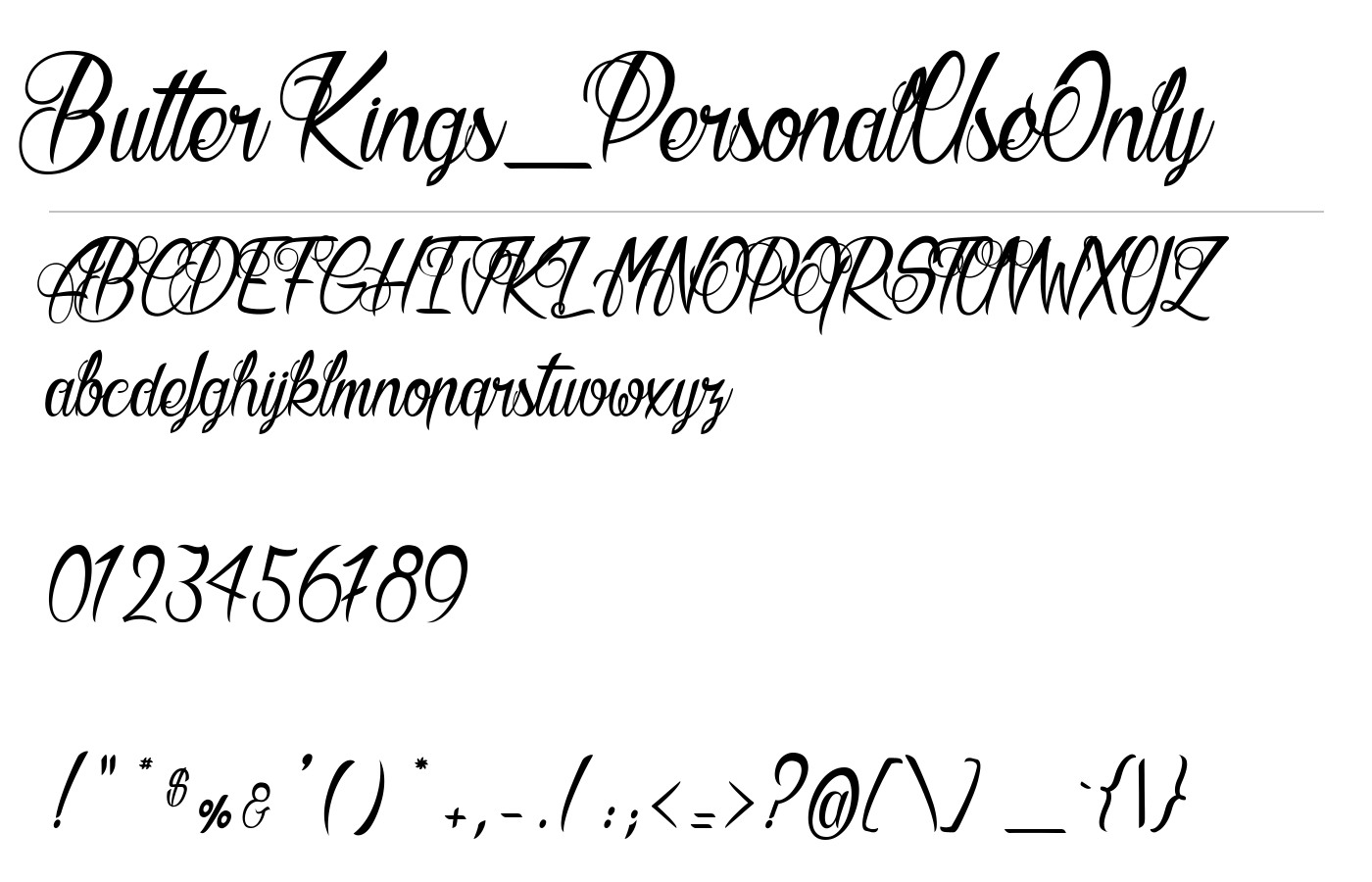 Butter Kings_PersonalUseOnly Font preview