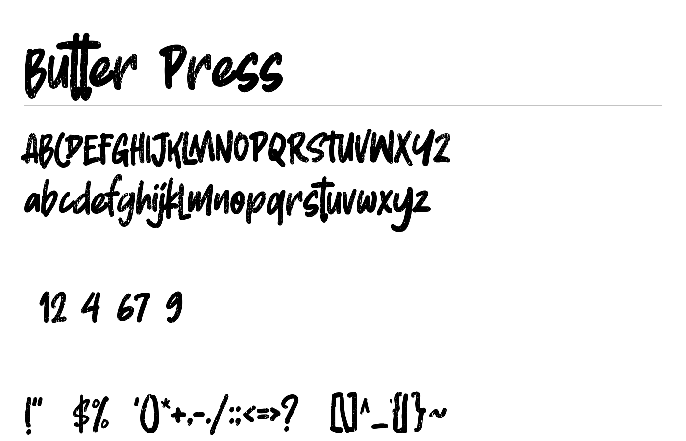 Butter Press Font preview