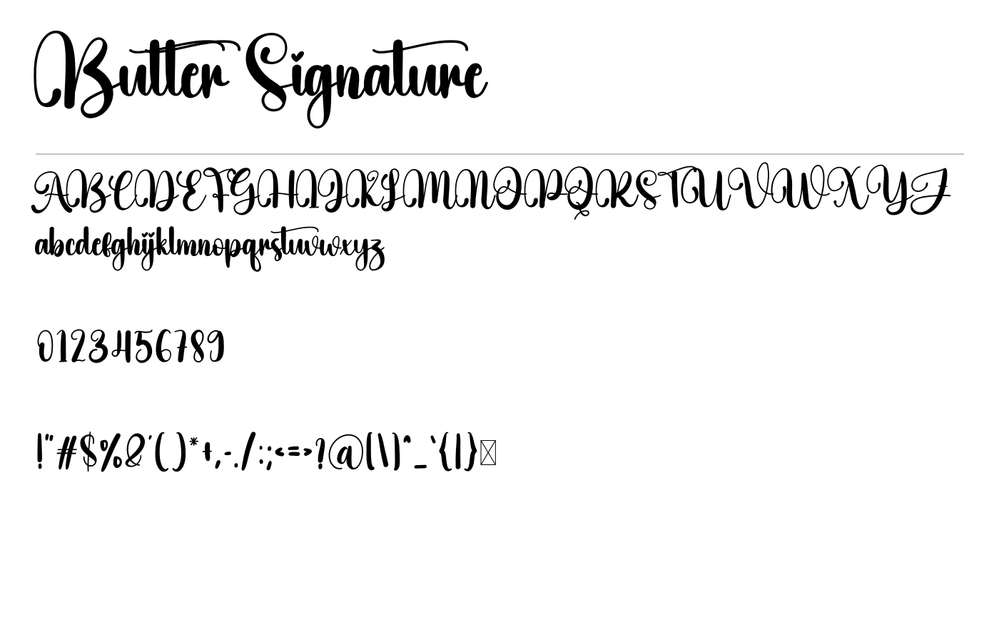 Butter Signature Font preview