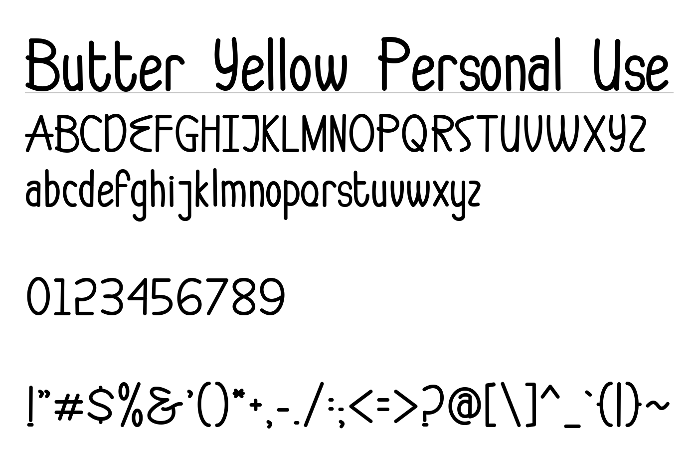 Butter Yellow Personal Use Font preview