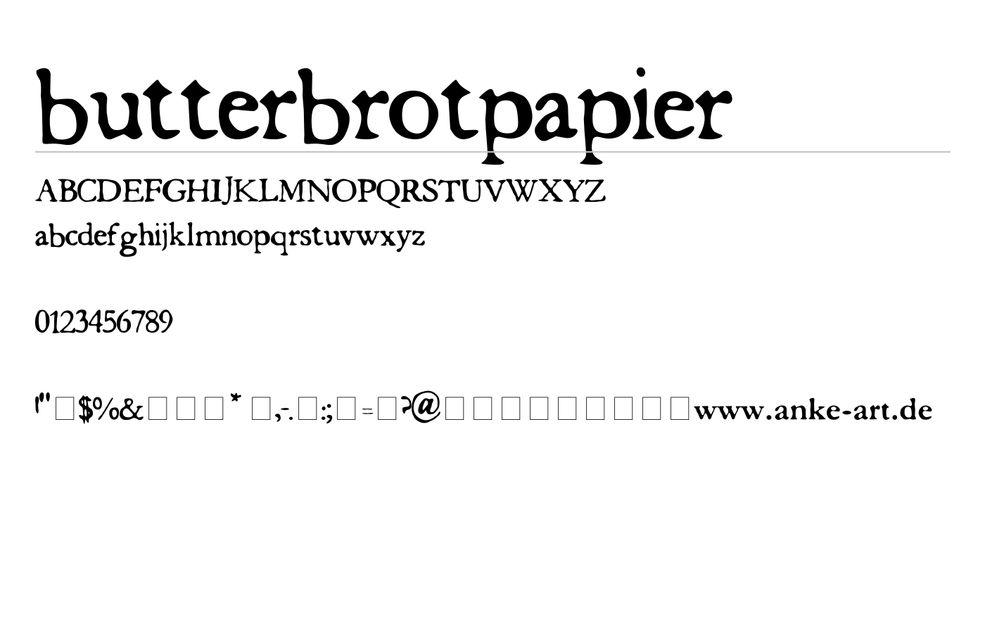 butterbrotpapier Font preview