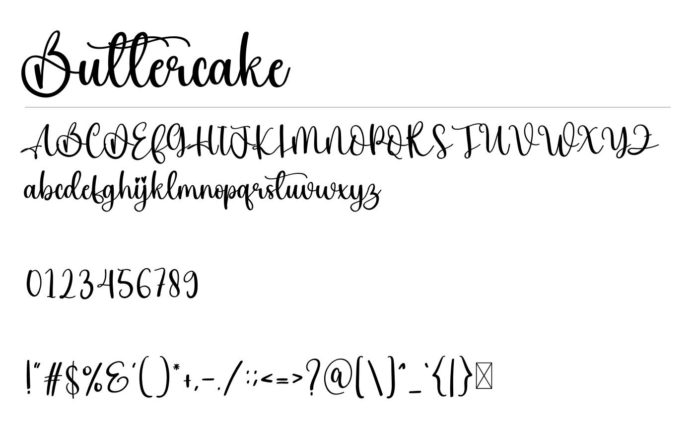 Buttercake Font preview