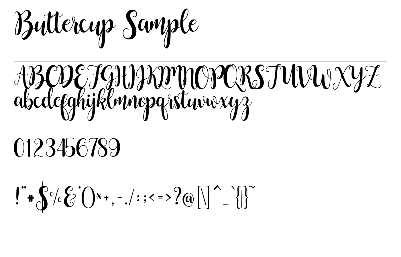 Buttercup Sample Font preview