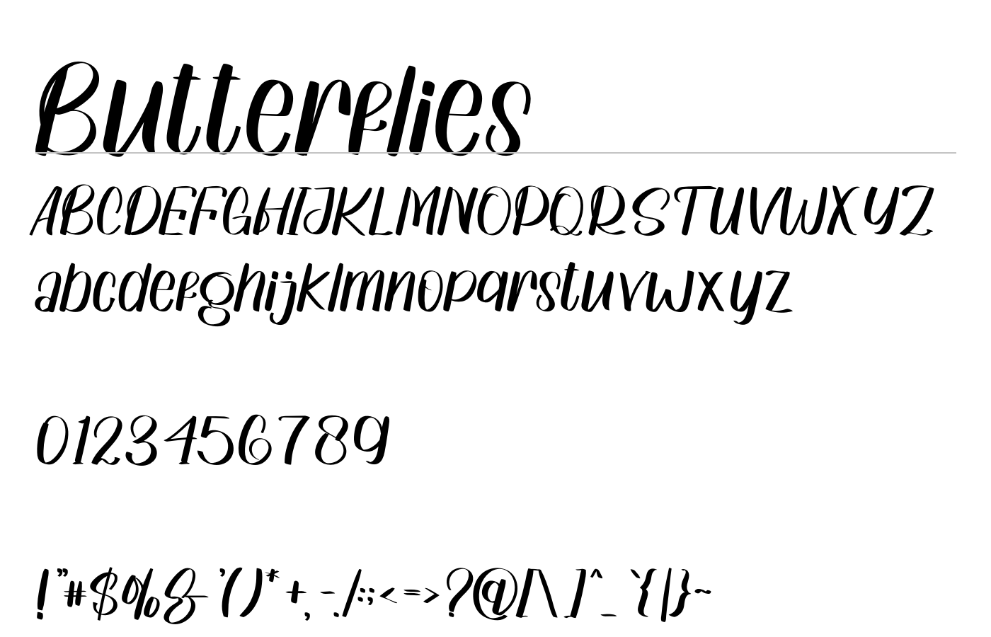 Butterflies Font preview