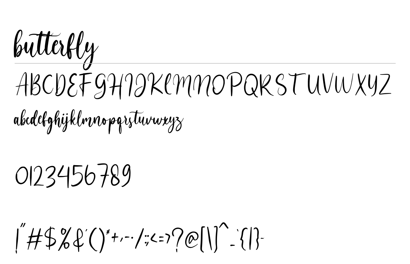 butterfly Font preview