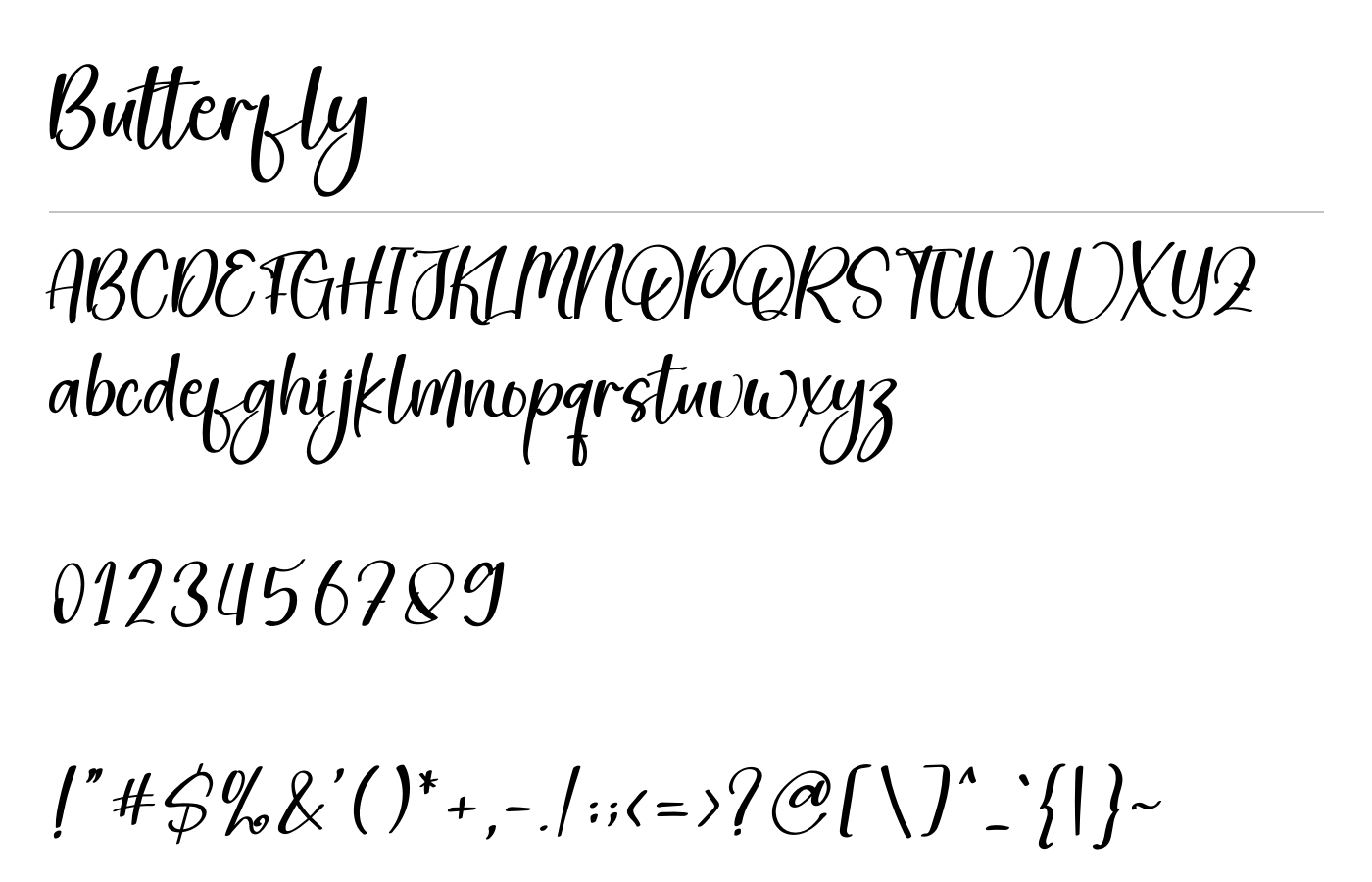 Butterfly Font preview