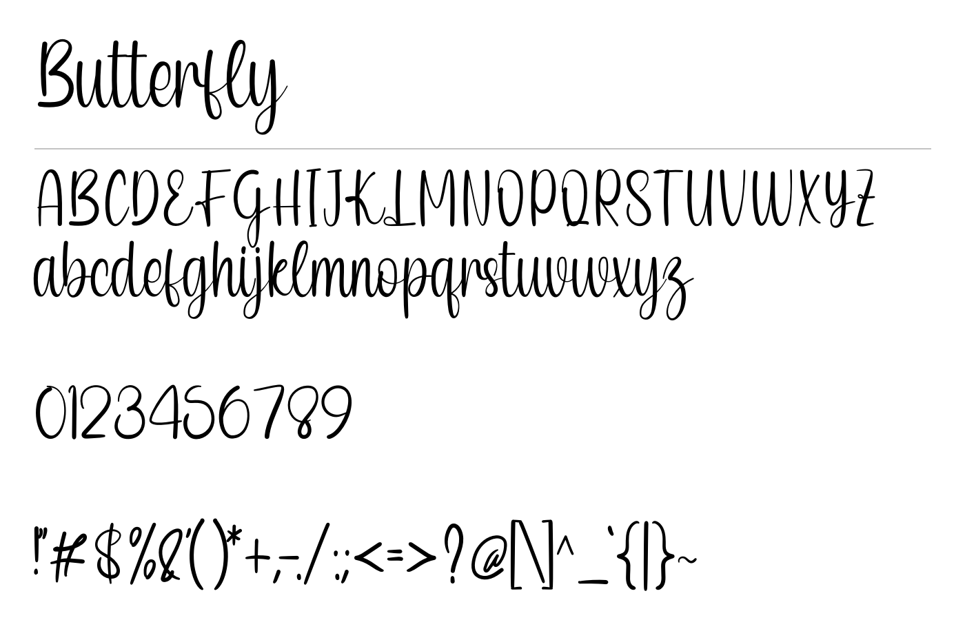 Butterfly Font preview