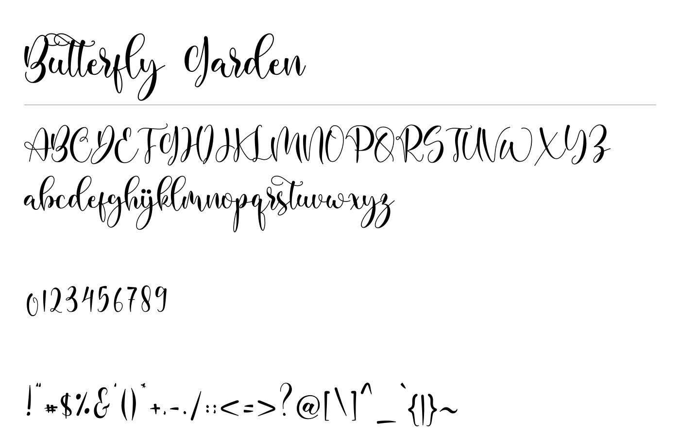 Butterfly Garden Font preview