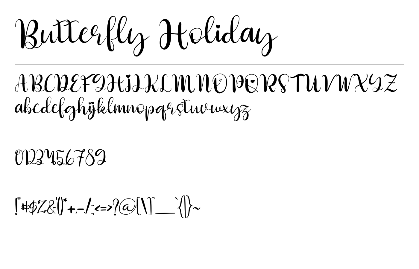 Butterfly Holiday Font preview