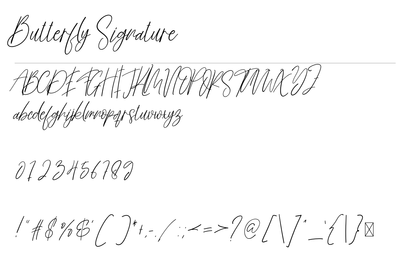 Butterfly Signature Font preview