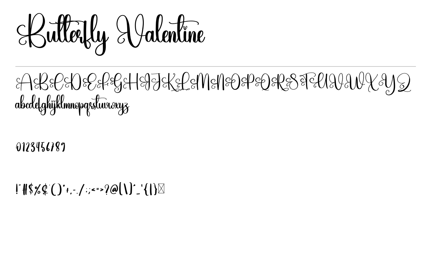 Butterfly Valentine Font preview