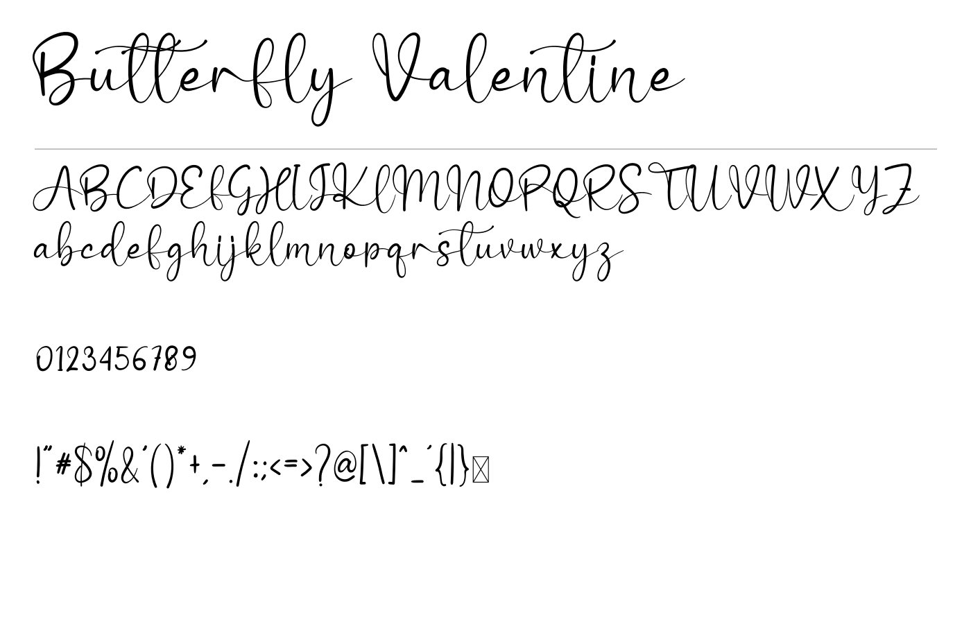 Butterfly Valentine Font preview
