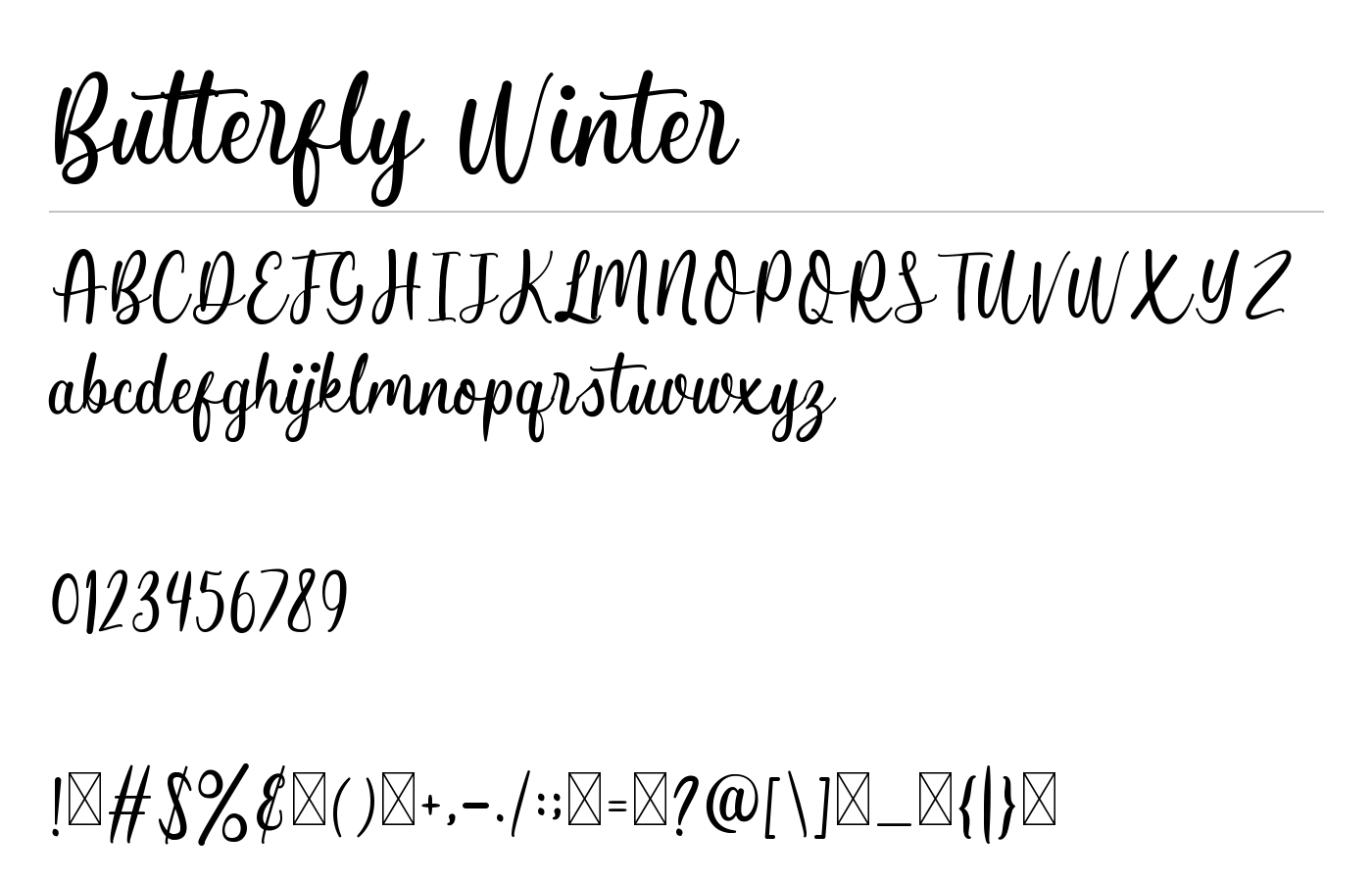Butterfly Winter Font preview