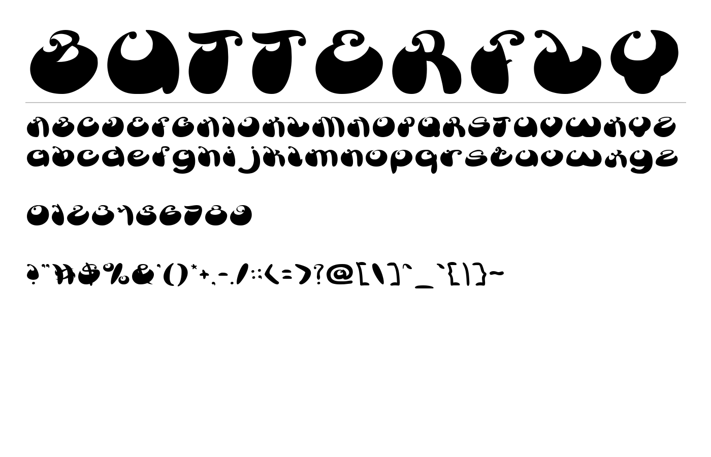 BUTTERFLY Font preview