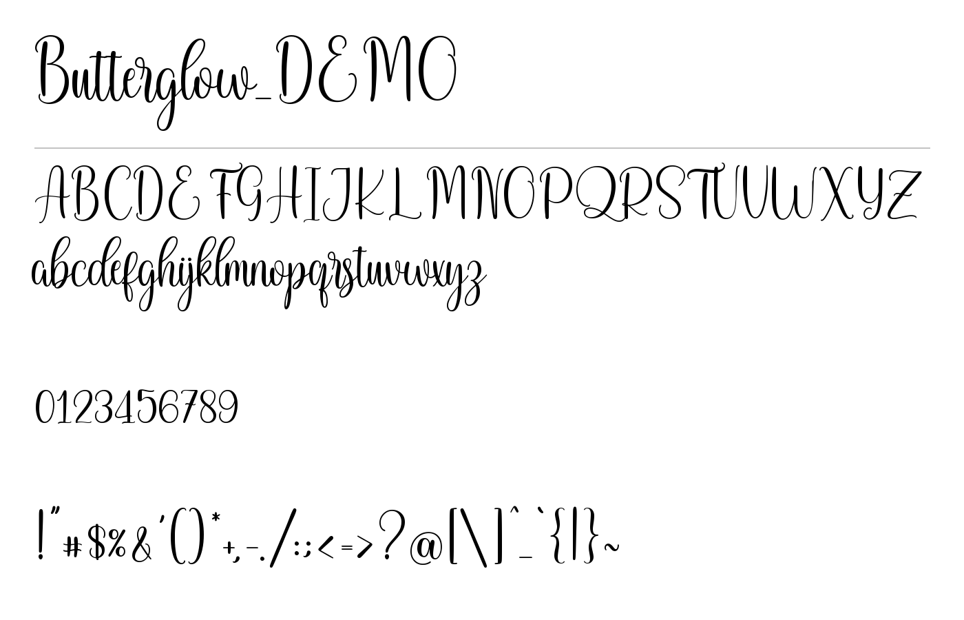 Butterglow_DEMO Font preview