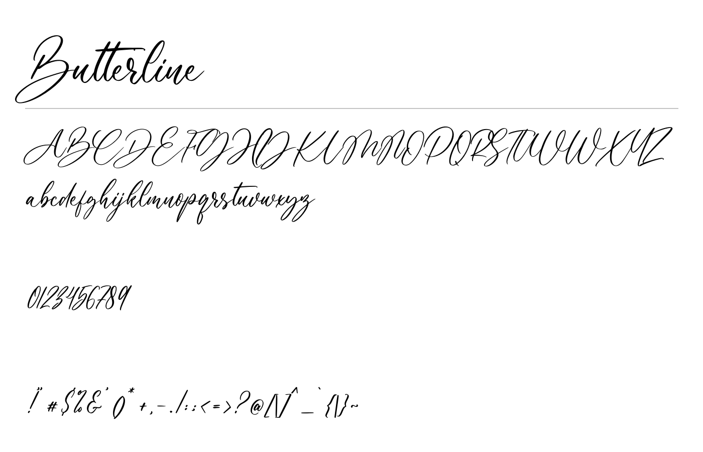 Butterline Font preview