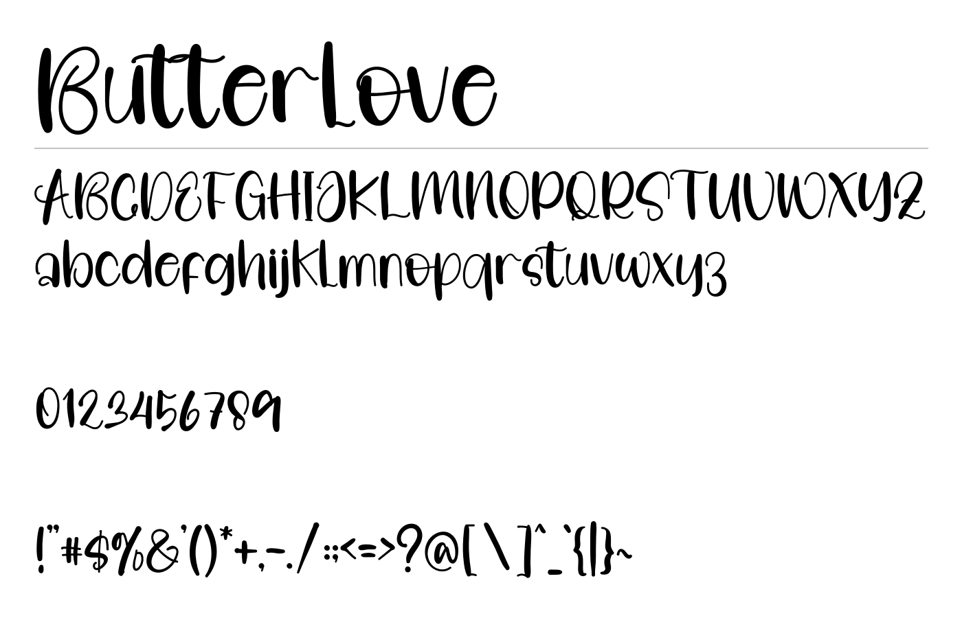 Butterlove Font preview