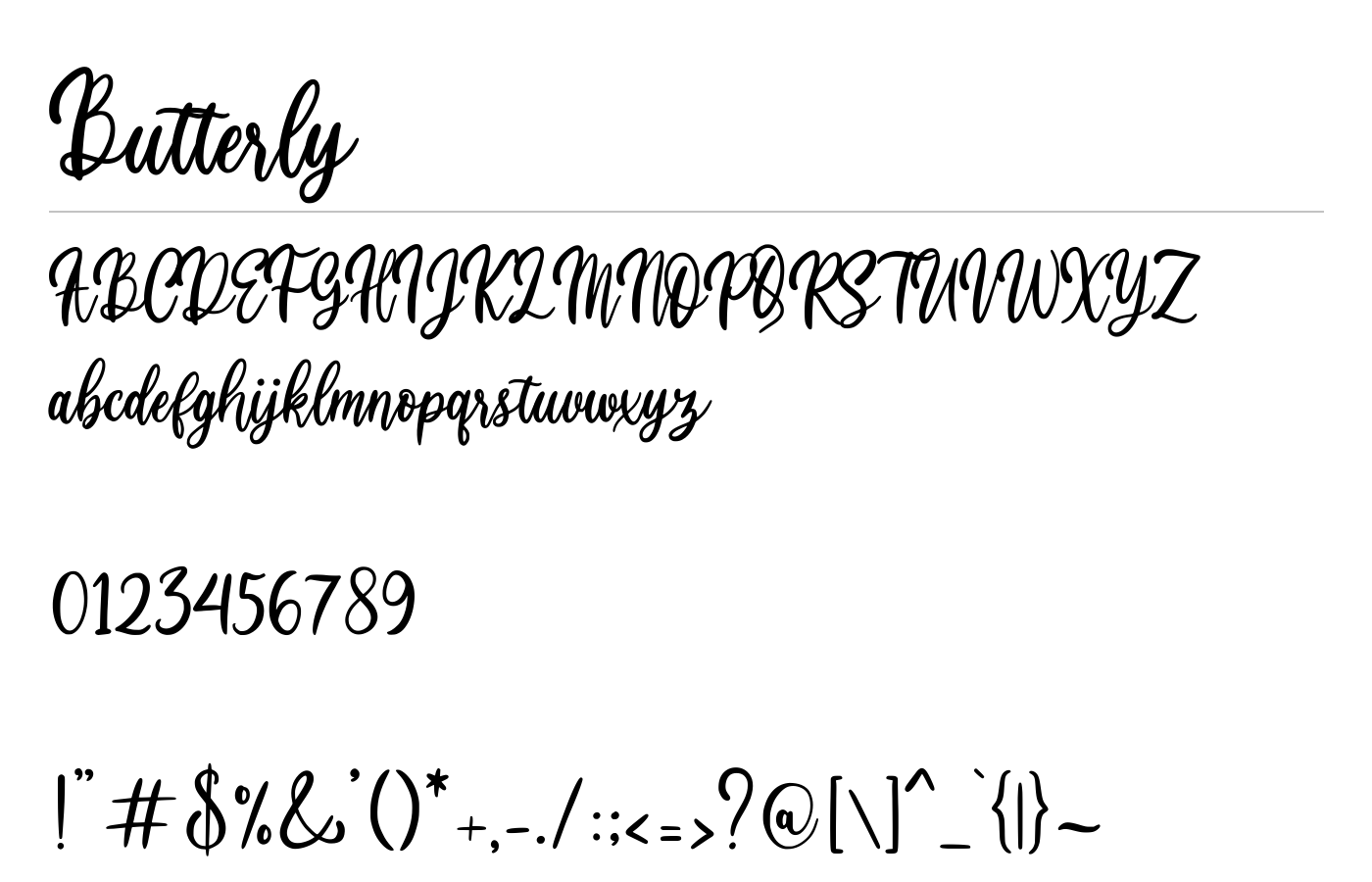 Butterly Font preview