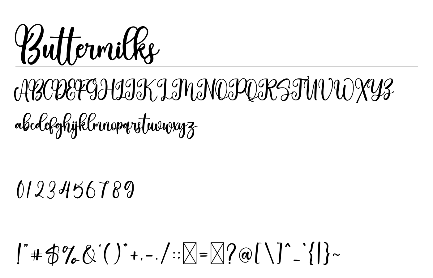 Buttermilks Font preview