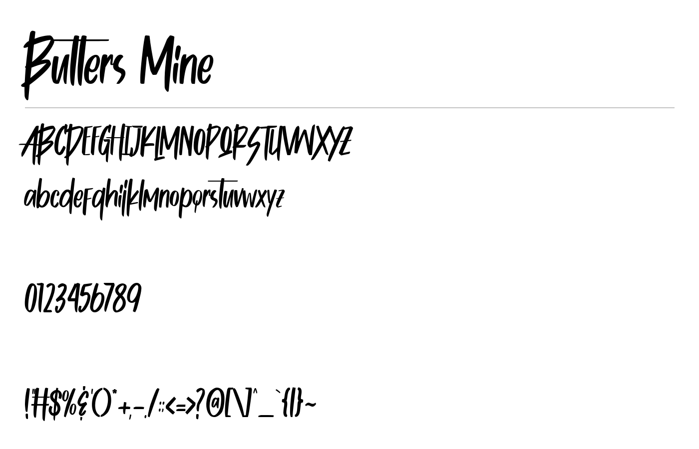 Butters Mine Font preview