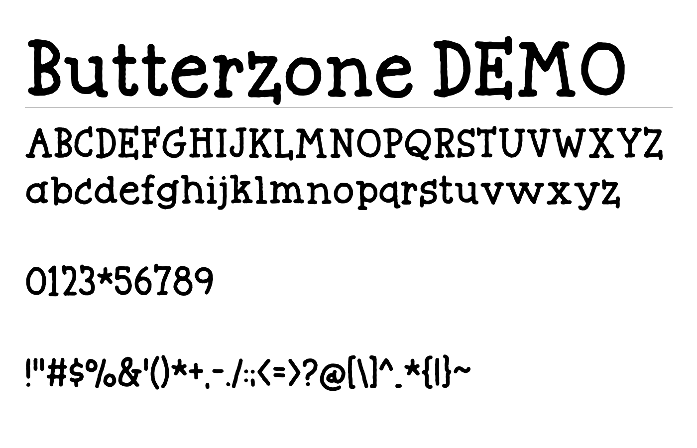 Butterzone DEMO Font preview