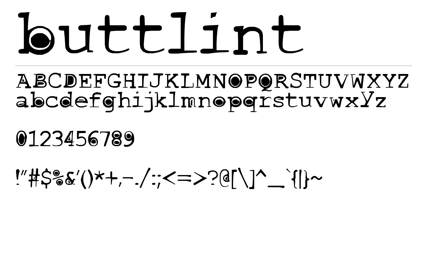 buttlint Font preview