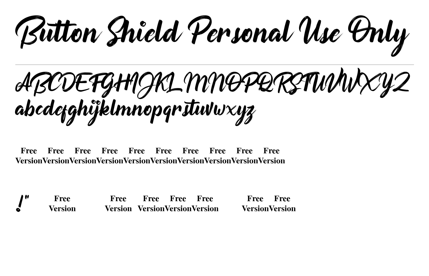 Button Shield Personal Use Only Font preview