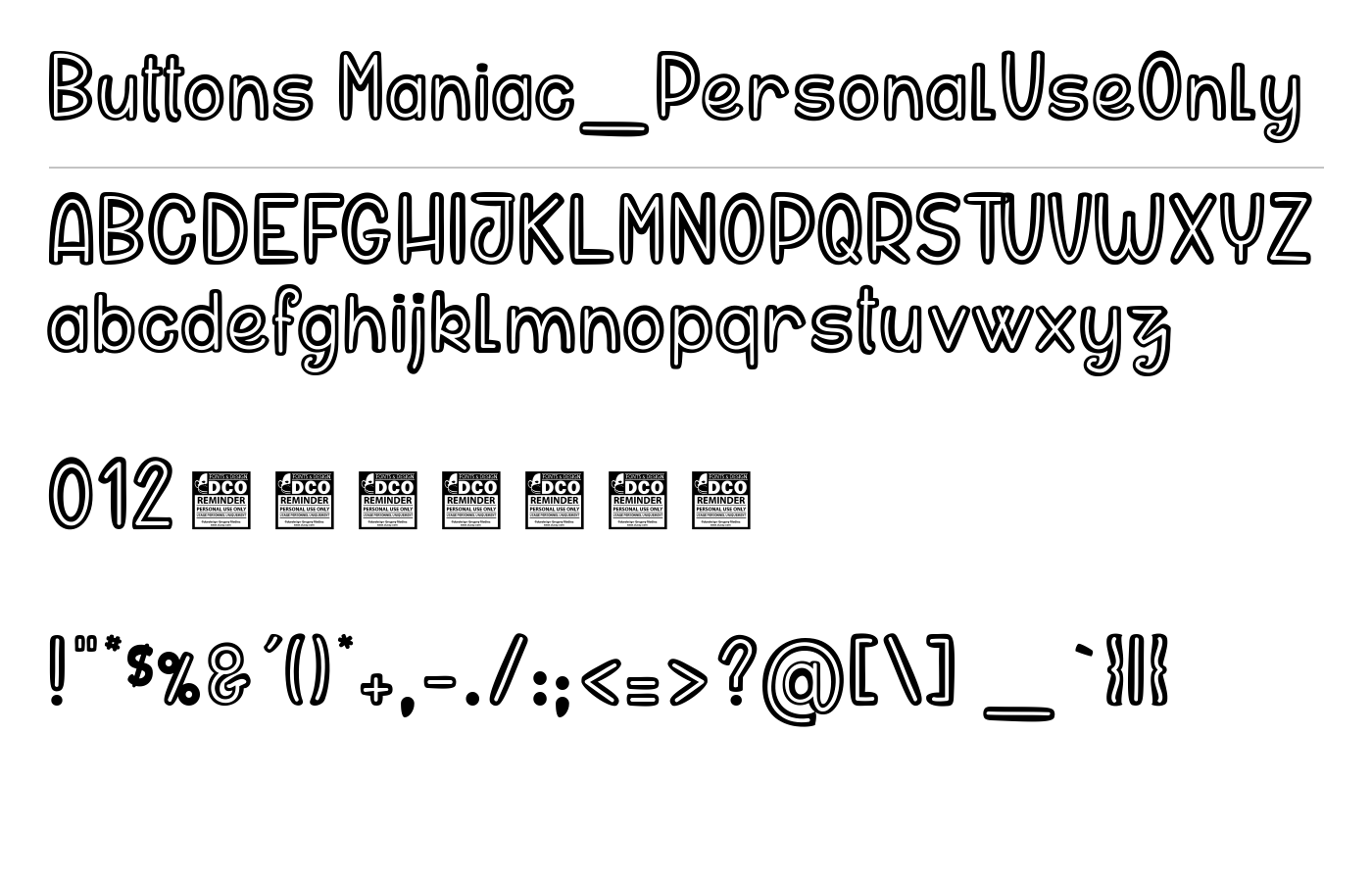 Buttons Maniac_PersonalUseOnly Font preview