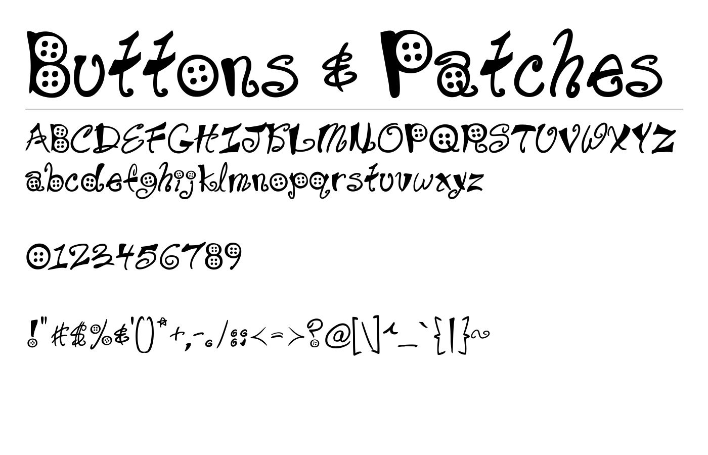 Buttons & Patches Font preview