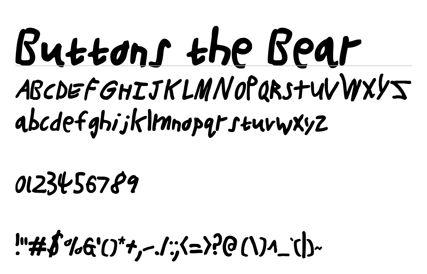 Buttons the Bear Font preview