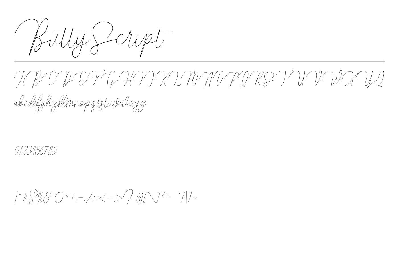 ButtyScript Font preview