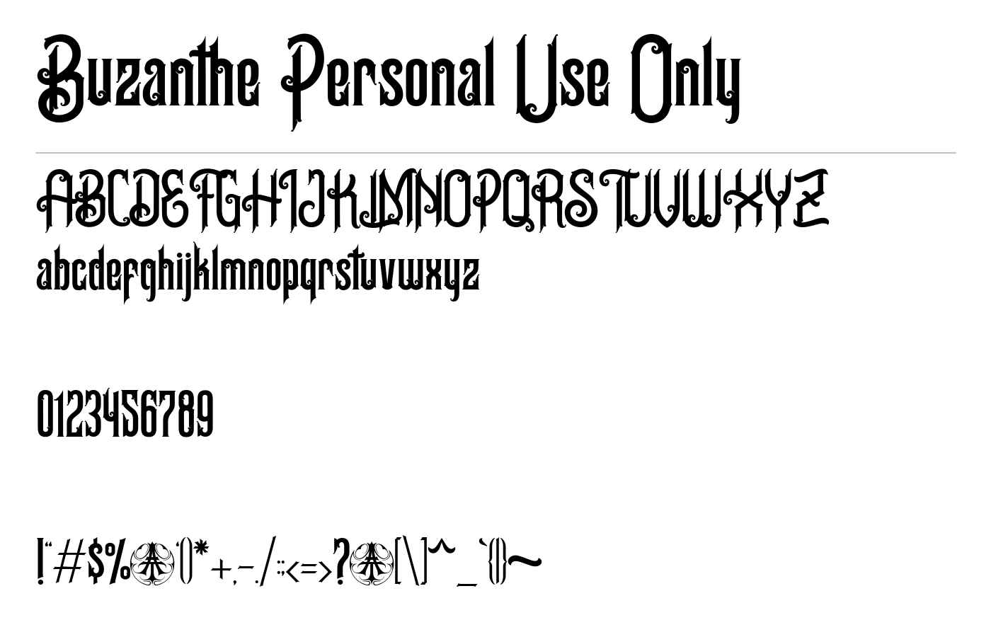 Buzanthe Personal Use Only Font preview