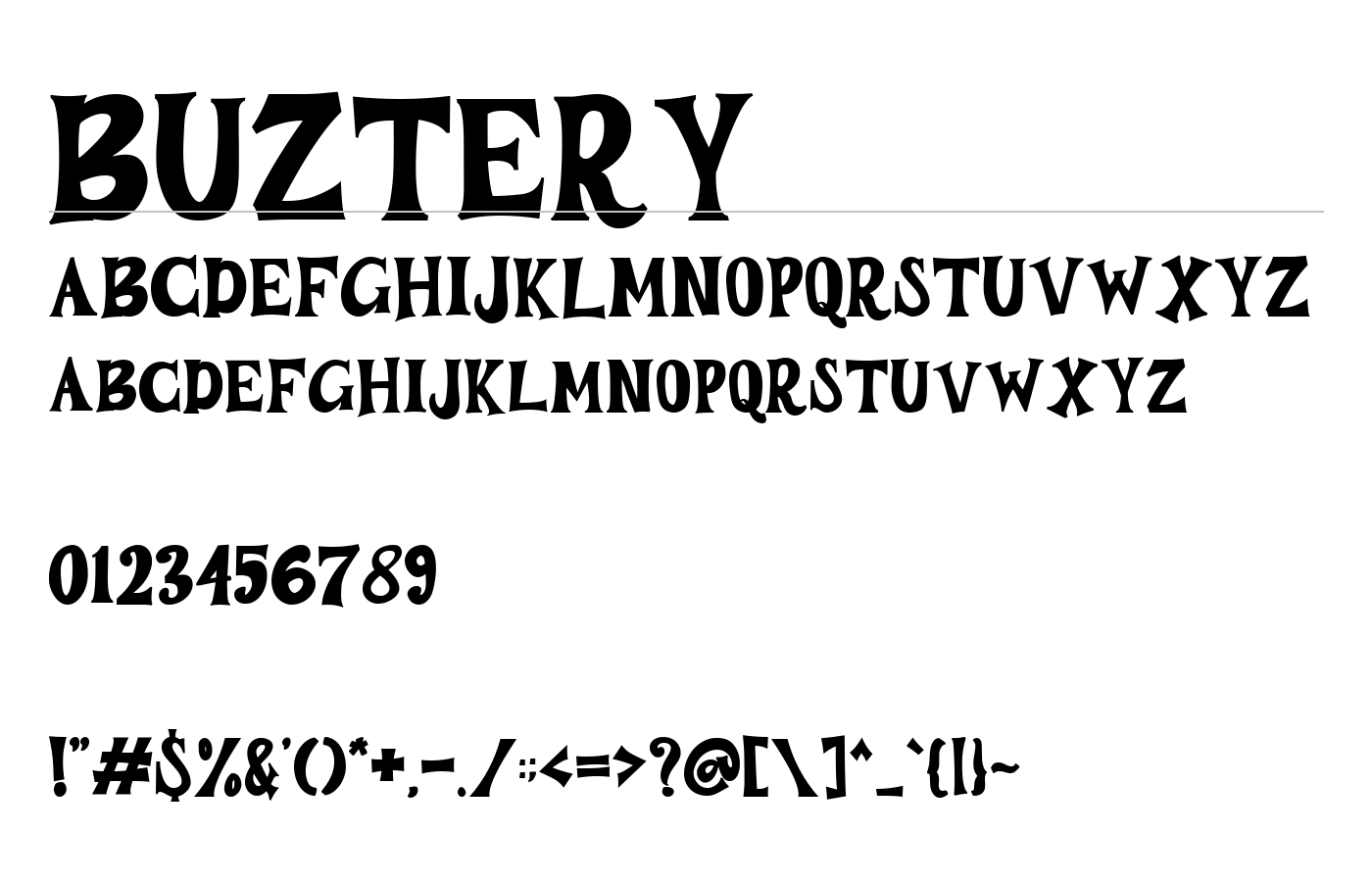 Buztery Font preview